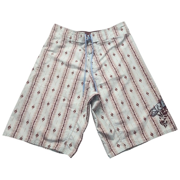 Reef Other - Reef Board Shorts‎ Mens Large Blue Brown Floral Hawaiian Swim Trunks Surf Beach